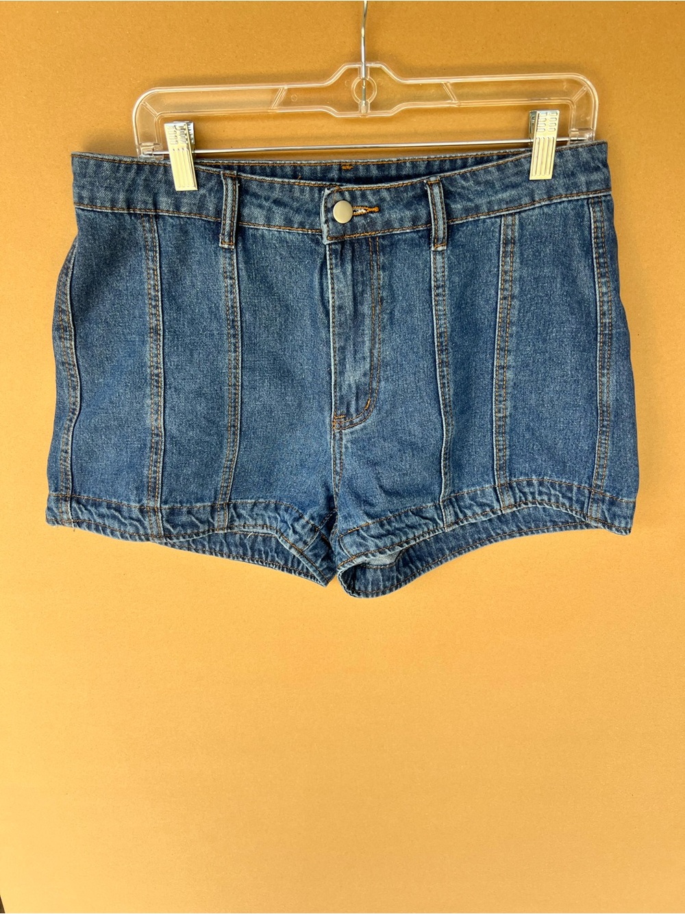 SHEIN Dark Blue High-Waist Panel Denim Shorts size 32